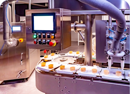 Automated food production equipment operating on a factory line.