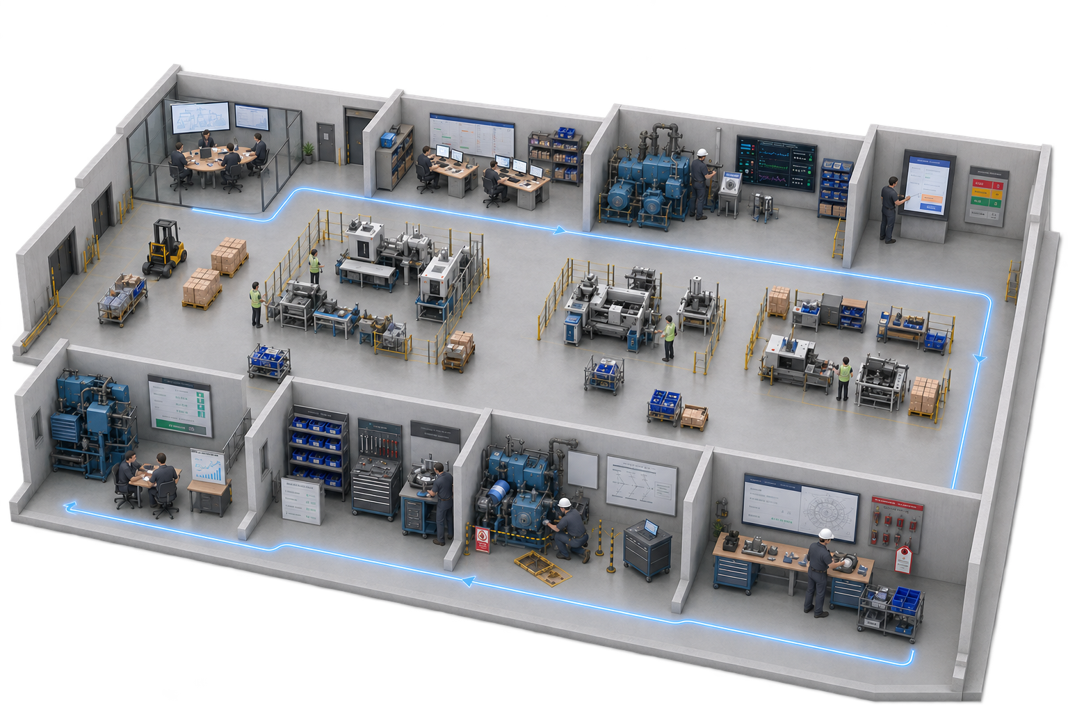 Connected maintenance operation from asset strategy and preventive planning through breakdown response, repair, verification and release.